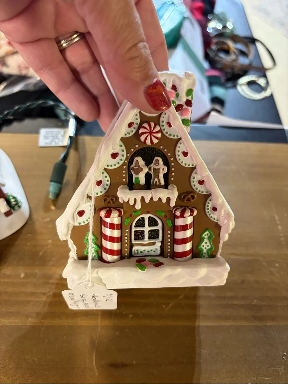 Christmas Village Ornament Lot Snow Globe Gingerbread House Church Cabin